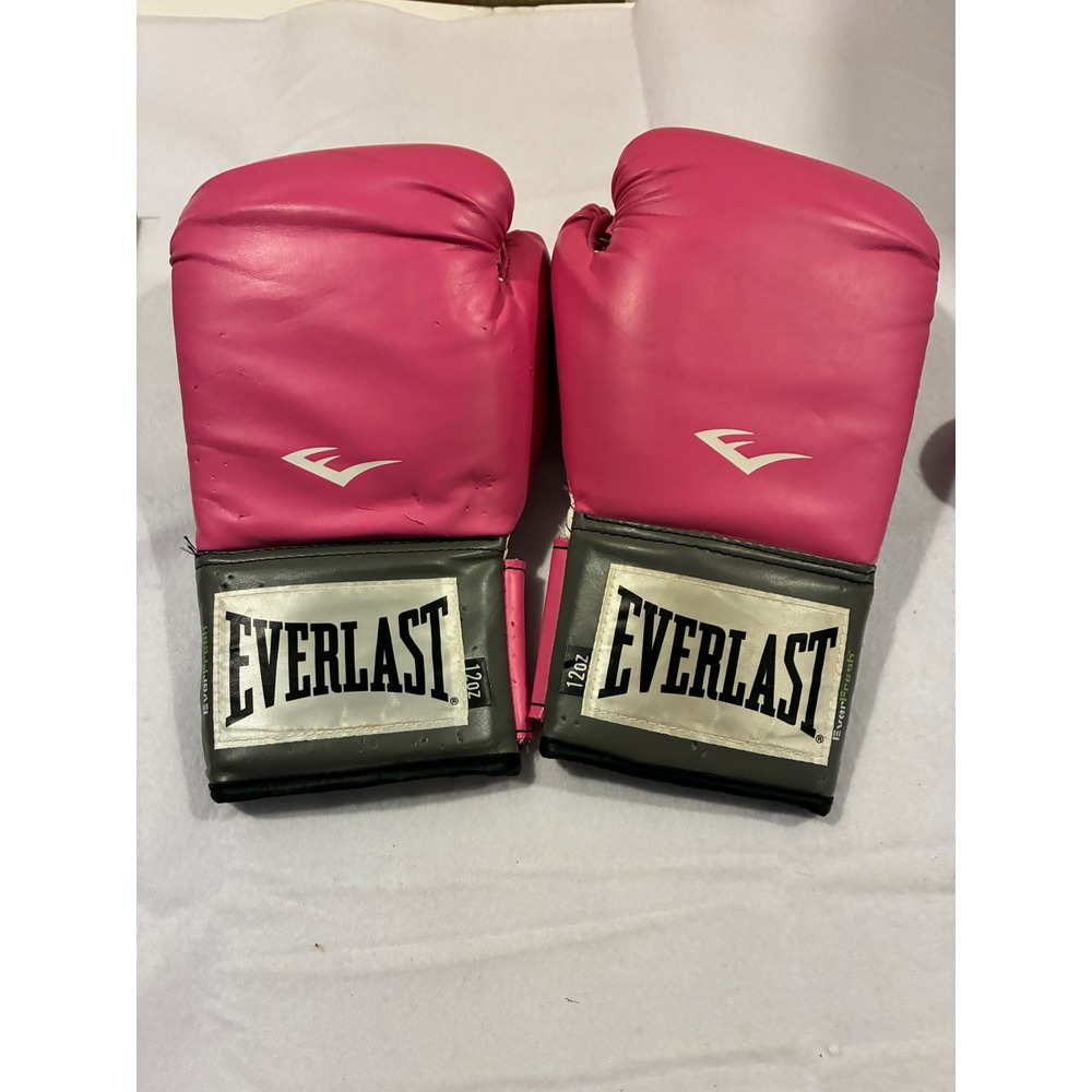 Everlast 12oz Boxing Gloves Pink Grey EverFresh Training Fitness Bag Work